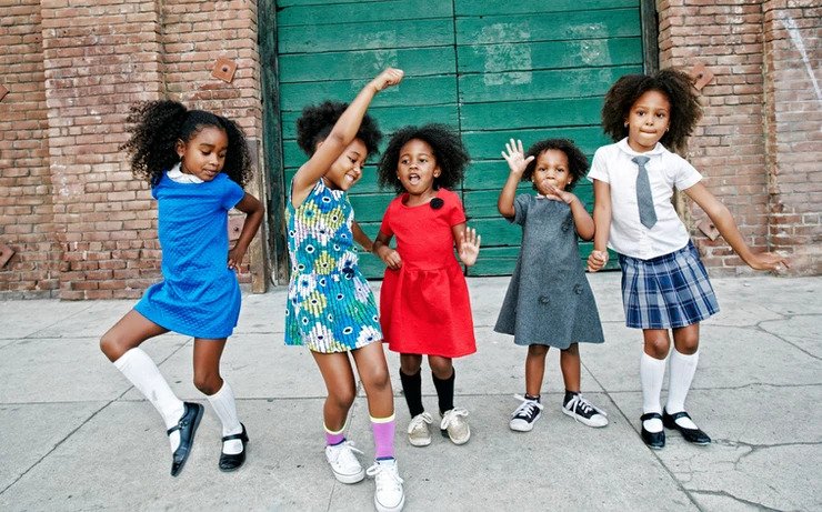 Image of five happy black children