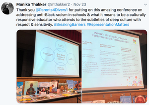 Thank you  @Parents4Divers1  for putting on this amazing conference on addressing anti-Black racism in schools & what it means to be a culturally responsive educator who attends to the subtleties of deep culture with respect & sensitivity. #BreakingBarriers #RepresentationMatters