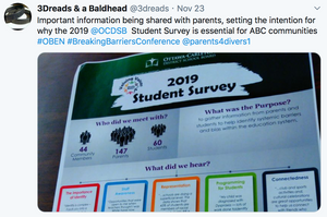 Important information being shared with parents, setting the intention for why the 2019  @OCDSB   Student Survey is essential for ABC communities #OBEN #BreakingBarriersConference  @parents4divers1